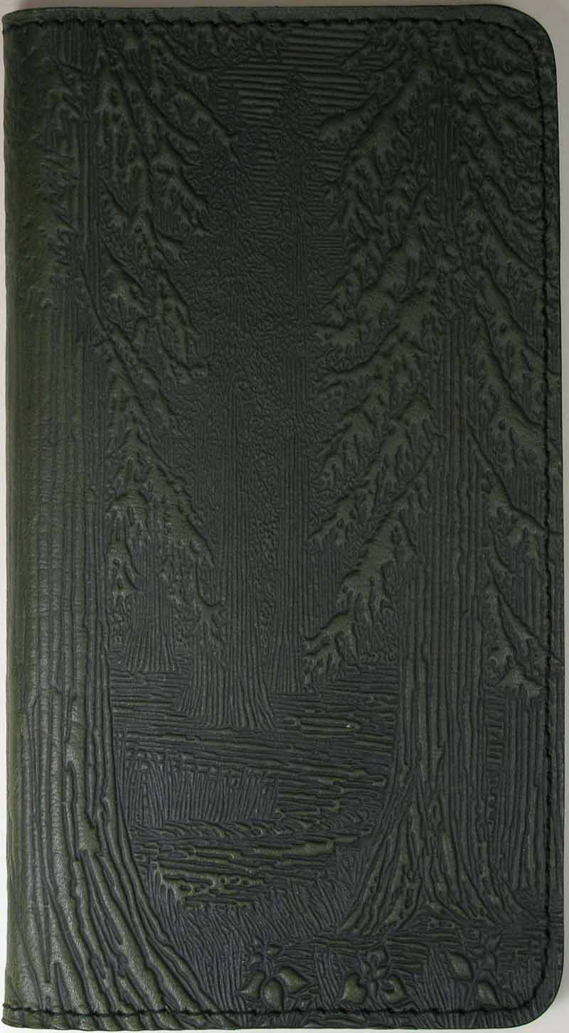 Leather Checkbook Cover - Forest in Fern